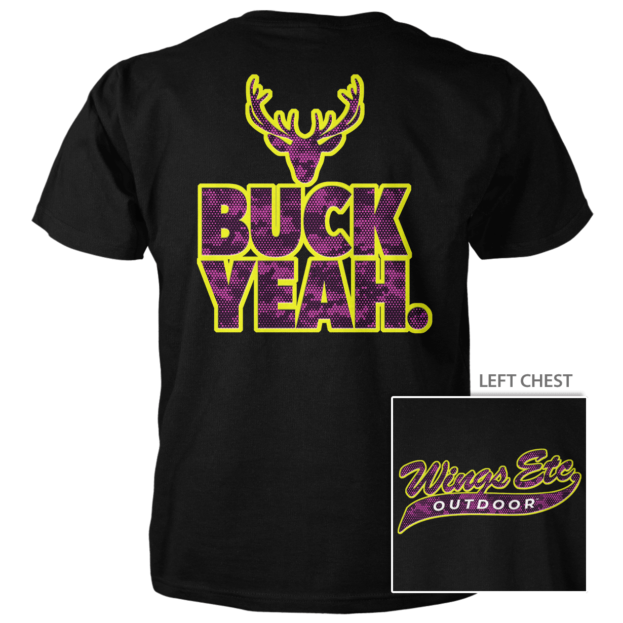 DigCamo Swoosh Left Chest Fuchsia-Lime - Buck Yeah Back Fuchsia-Lime