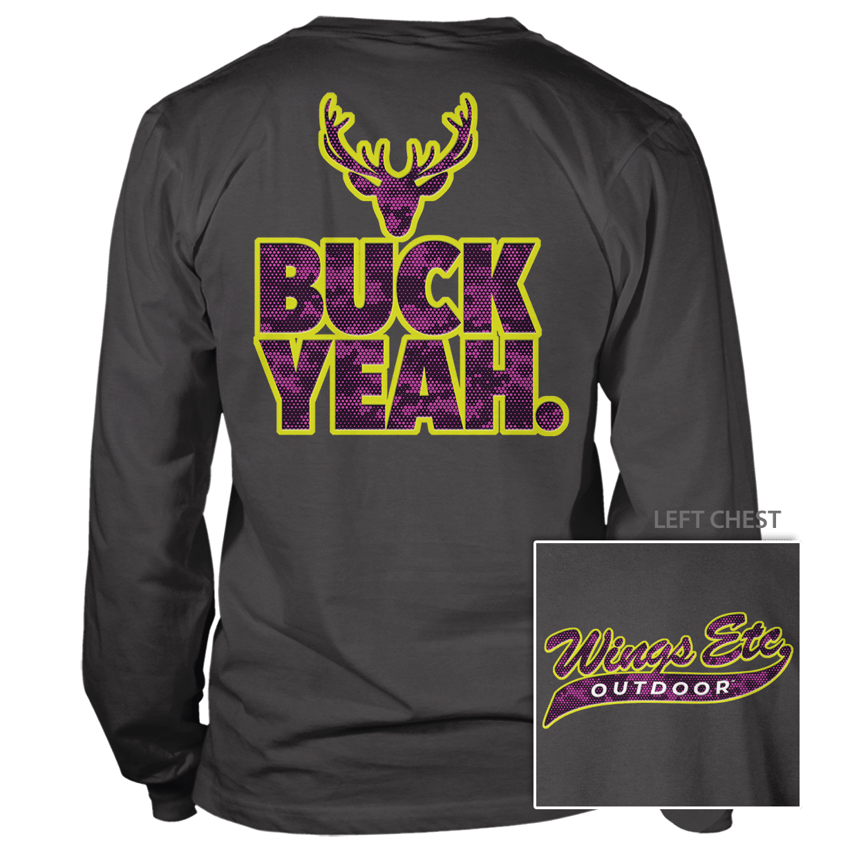 DigCamo Swoosh Left Chest Fuchsia-Lime - Buck Yeah Back Fuchsia-Lime