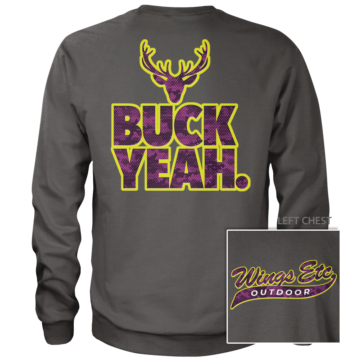 DigCamo Swoosh Left Chest Fuchsia-Lime - Buck Yeah Back Fuchsia-Lime