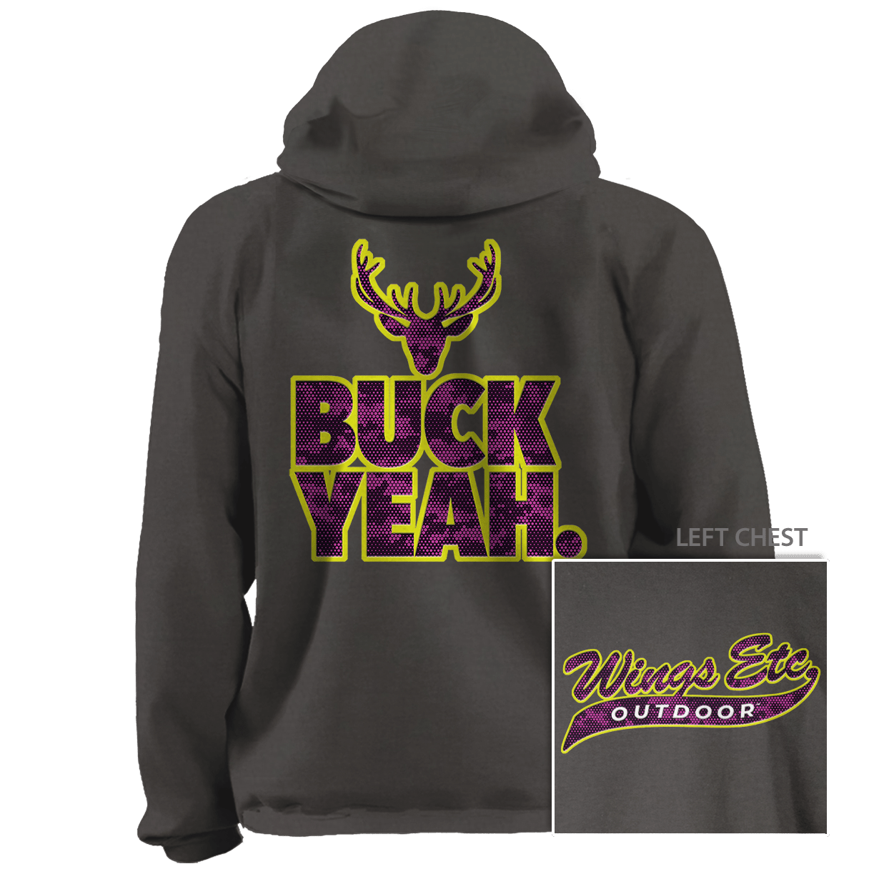 DigCamo Swoosh Left Chest Fuchsia-Lime - Buck Yeah Back Fuchsia-Lime