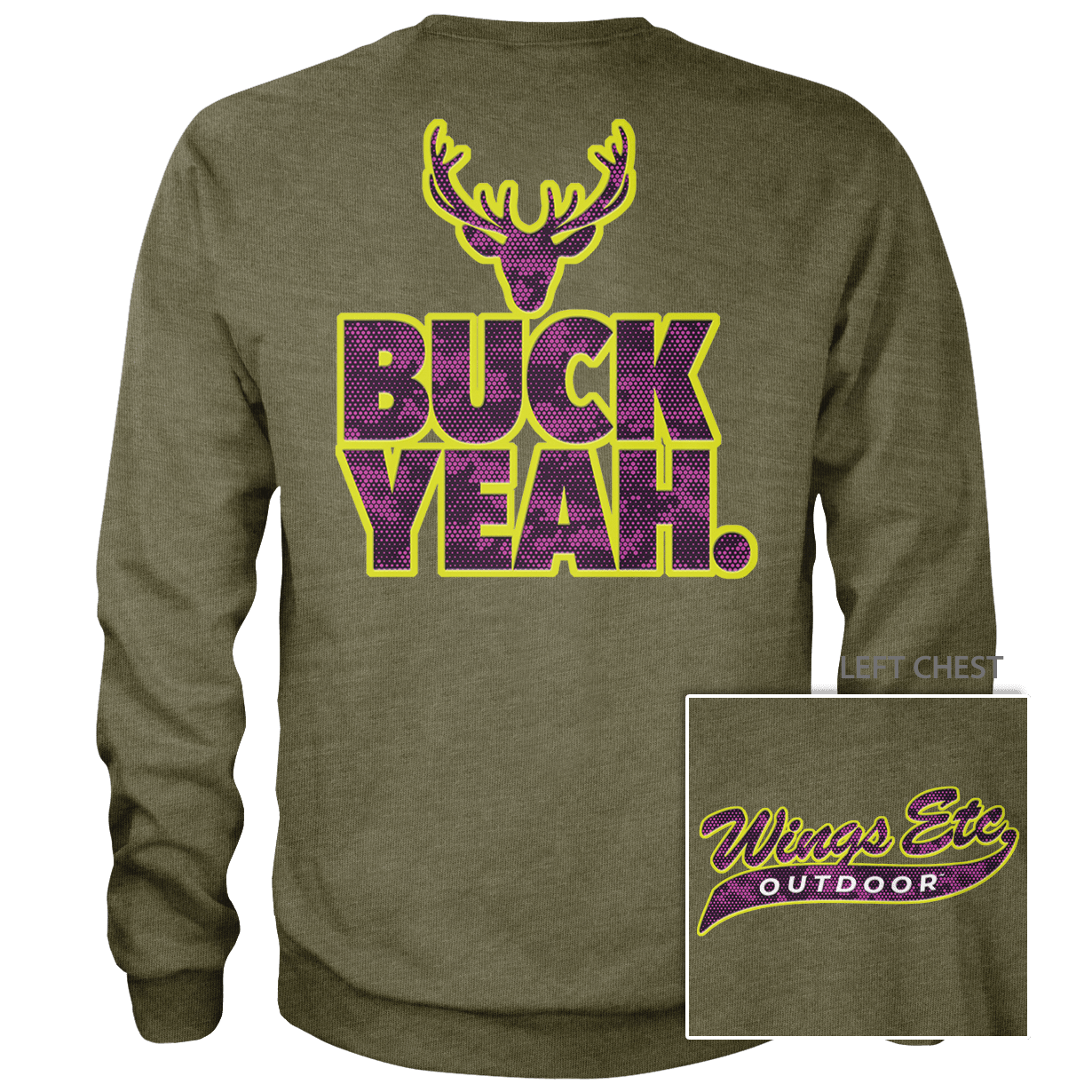 DigCamo Swoosh Left Chest Fuchsia-Lime - Buck Yeah Back Fuchsia-Lime