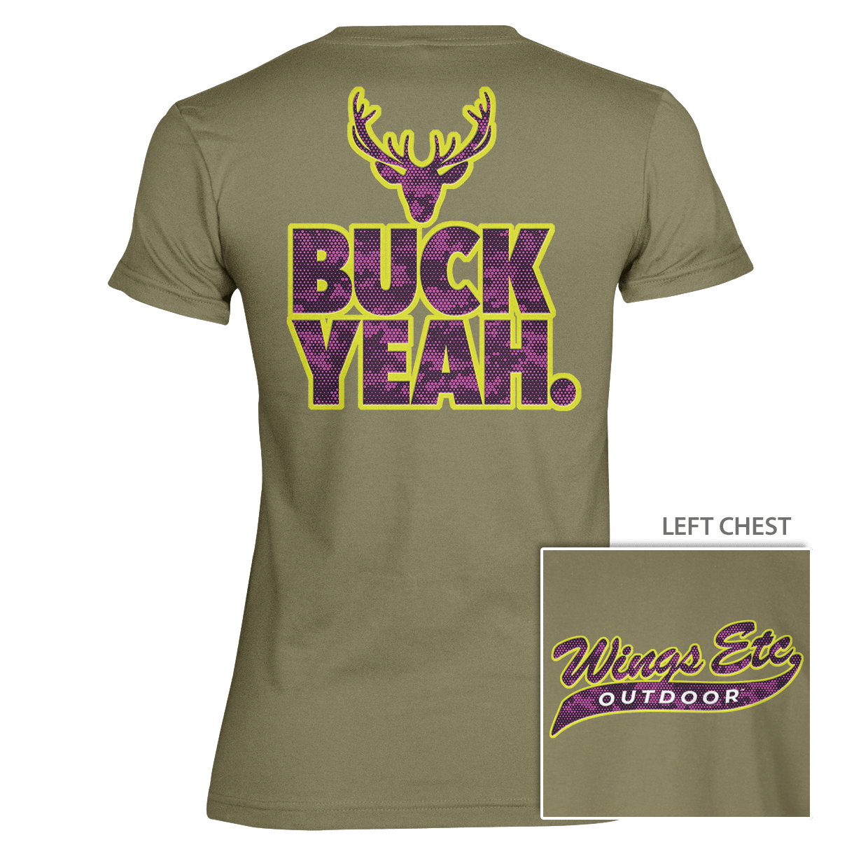 DigCamo Swoosh Left Chest Fuchsia-Lime - Buck Yeah Back Fuchsia-Lime