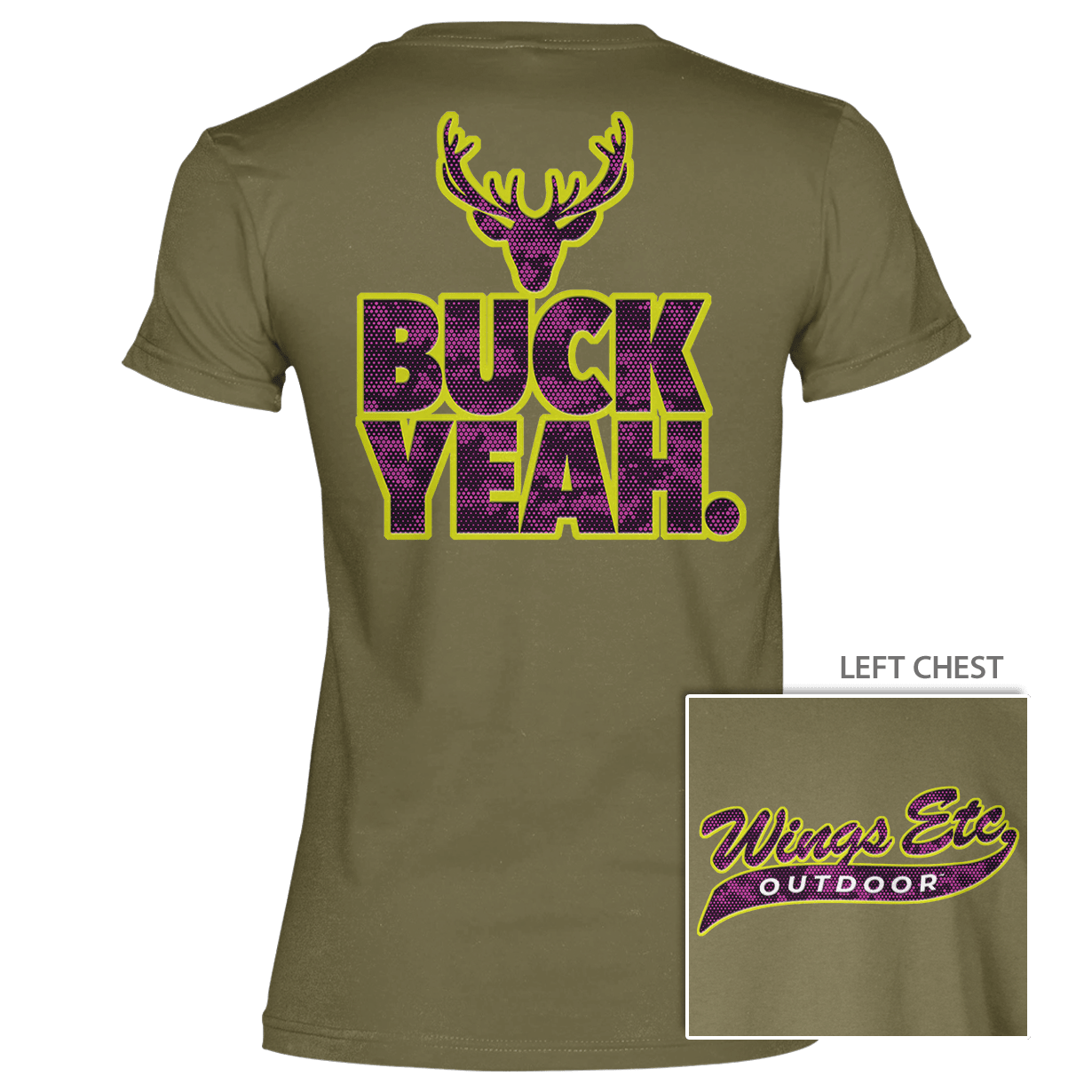 DigCamo Swoosh Left Chest Fuchsia-Lime - Buck Yeah Back Fuchsia-Lime