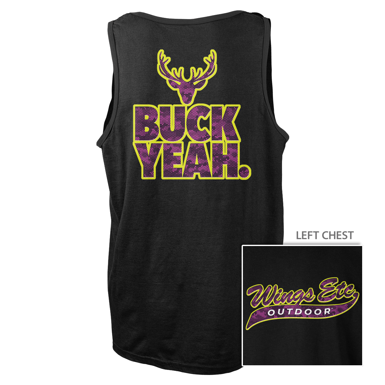 DigCamo Swoosh Left Chest Fuchsia-Lime - Buck Yeah Back Fuchsia-Lime