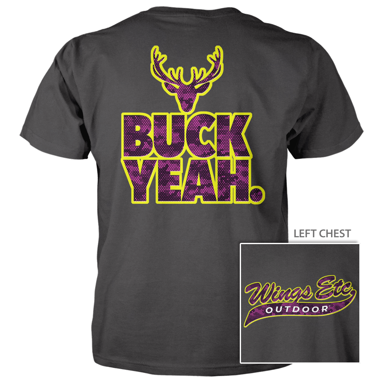 DigCamo Swoosh Left Chest Fuchsia-Lime - Buck Yeah Back Fuchsia-Lime