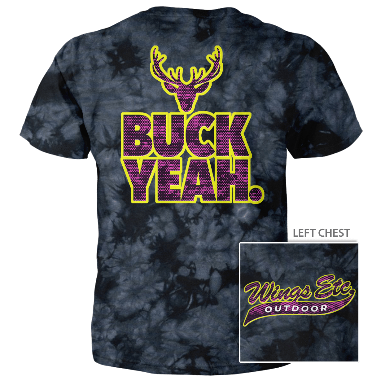 DigCamo Swoosh Left Chest Fuchsia-Lime - Buck Yeah Back Fuchsia-Lime