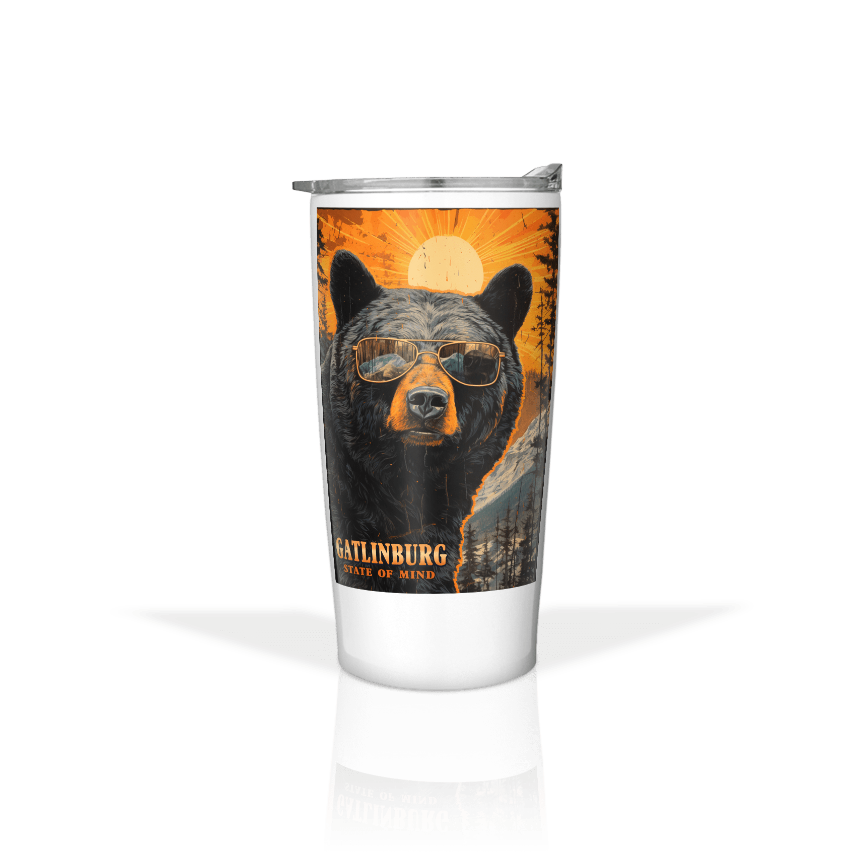 Bear with Sunglasses on White