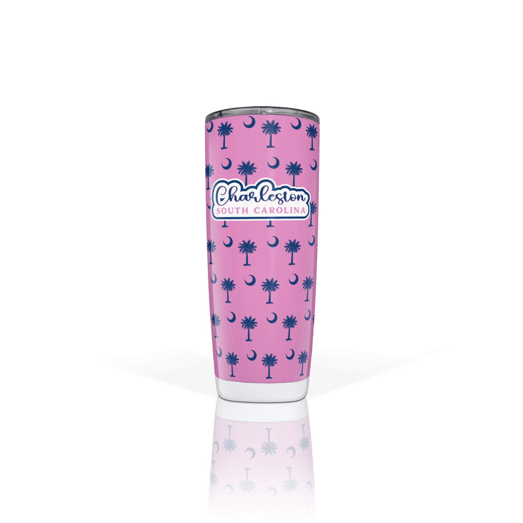 Palmetto Moon Navy on Pink