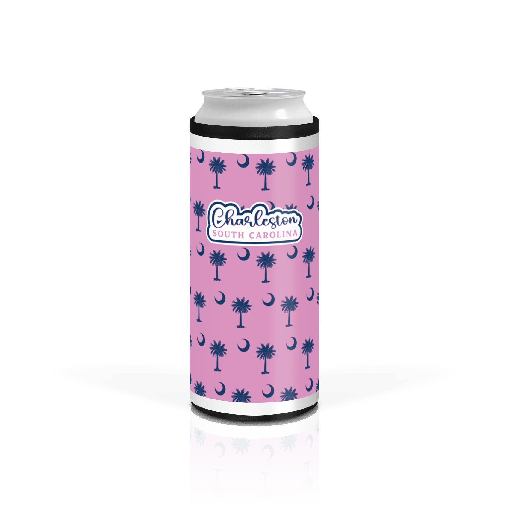 Palmetto Moon Navy on Pink