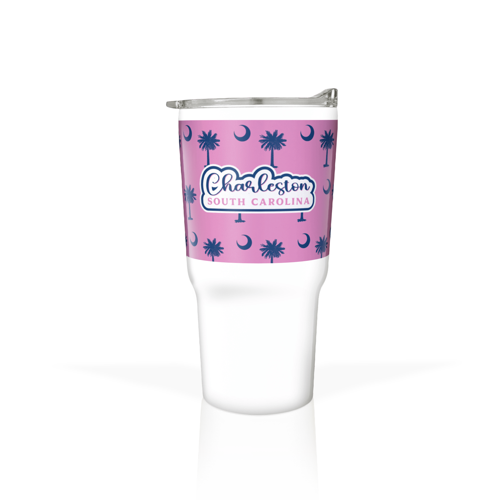 Palmetto Moon Navy on Pink