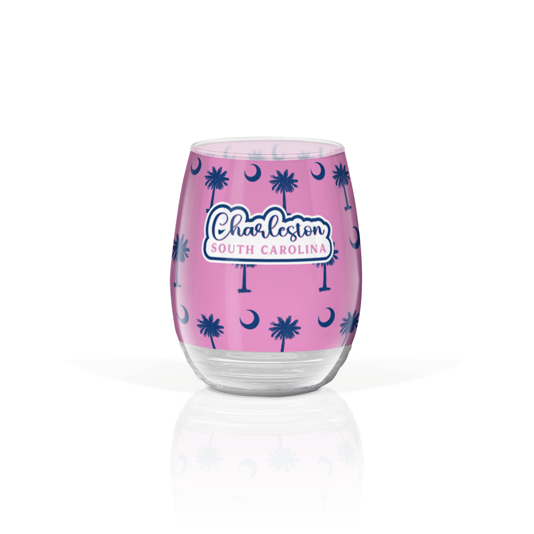 Palmetto Moon Navy on Pink
