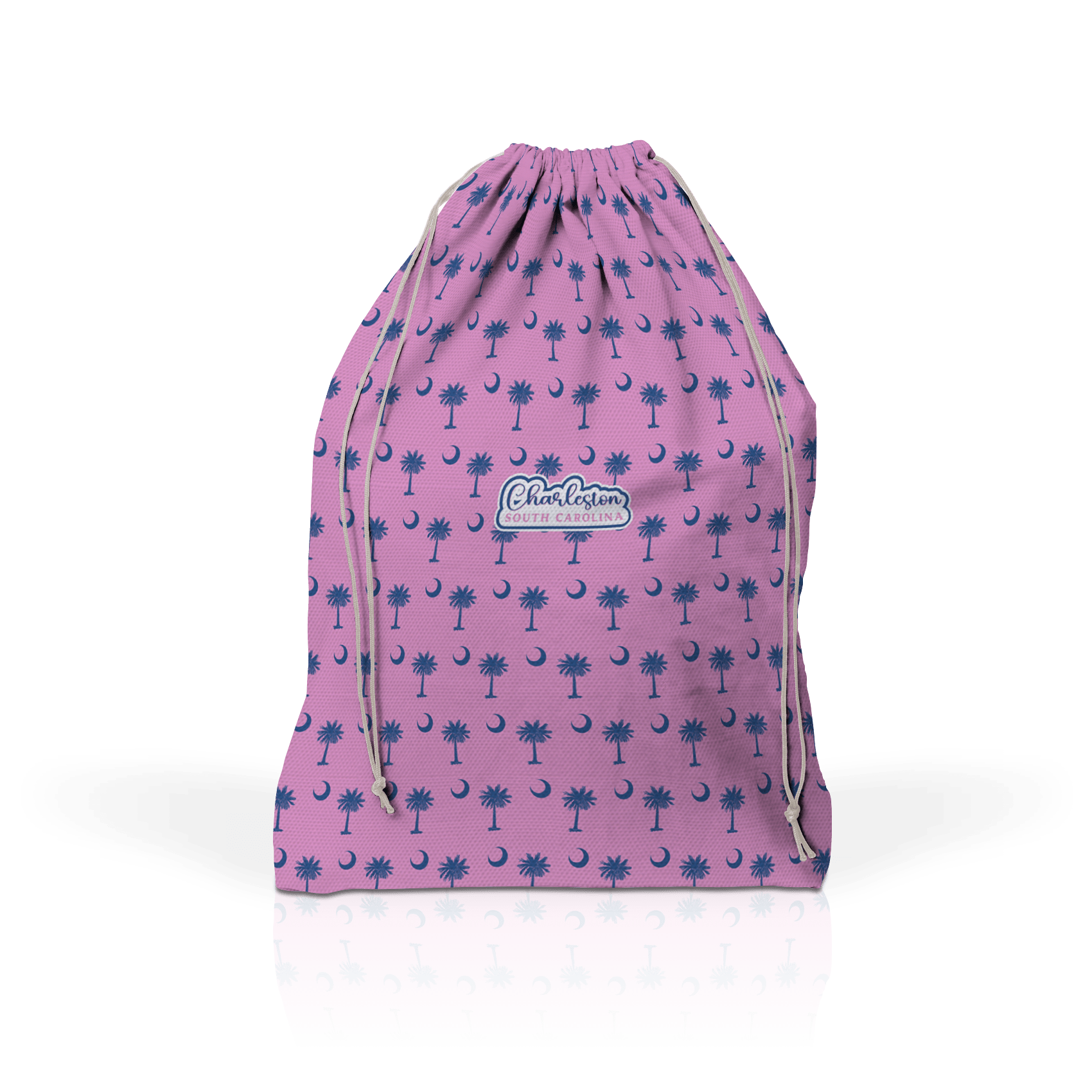 Palmetto Moon Navy on Pink