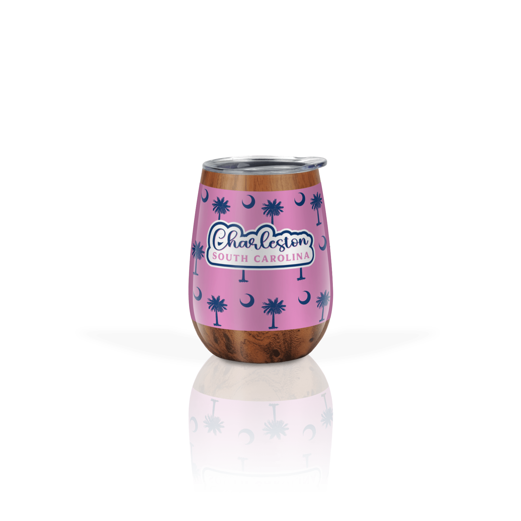 Palmetto Moon Navy on Pink