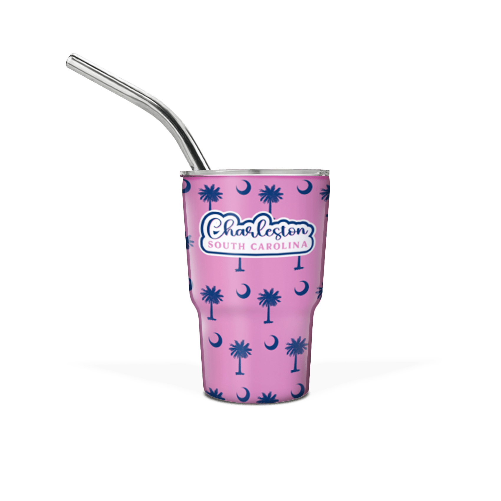 Palmetto Moon Navy on Pink