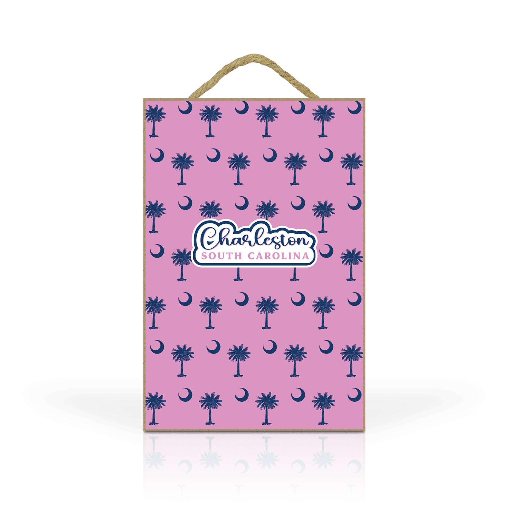 Palmetto Moon Navy on Pink