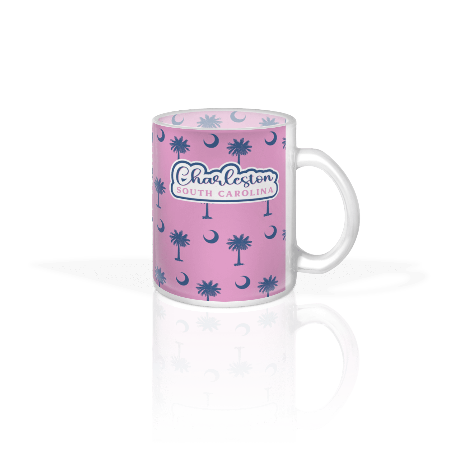 Palmetto Moon Navy on Pink
