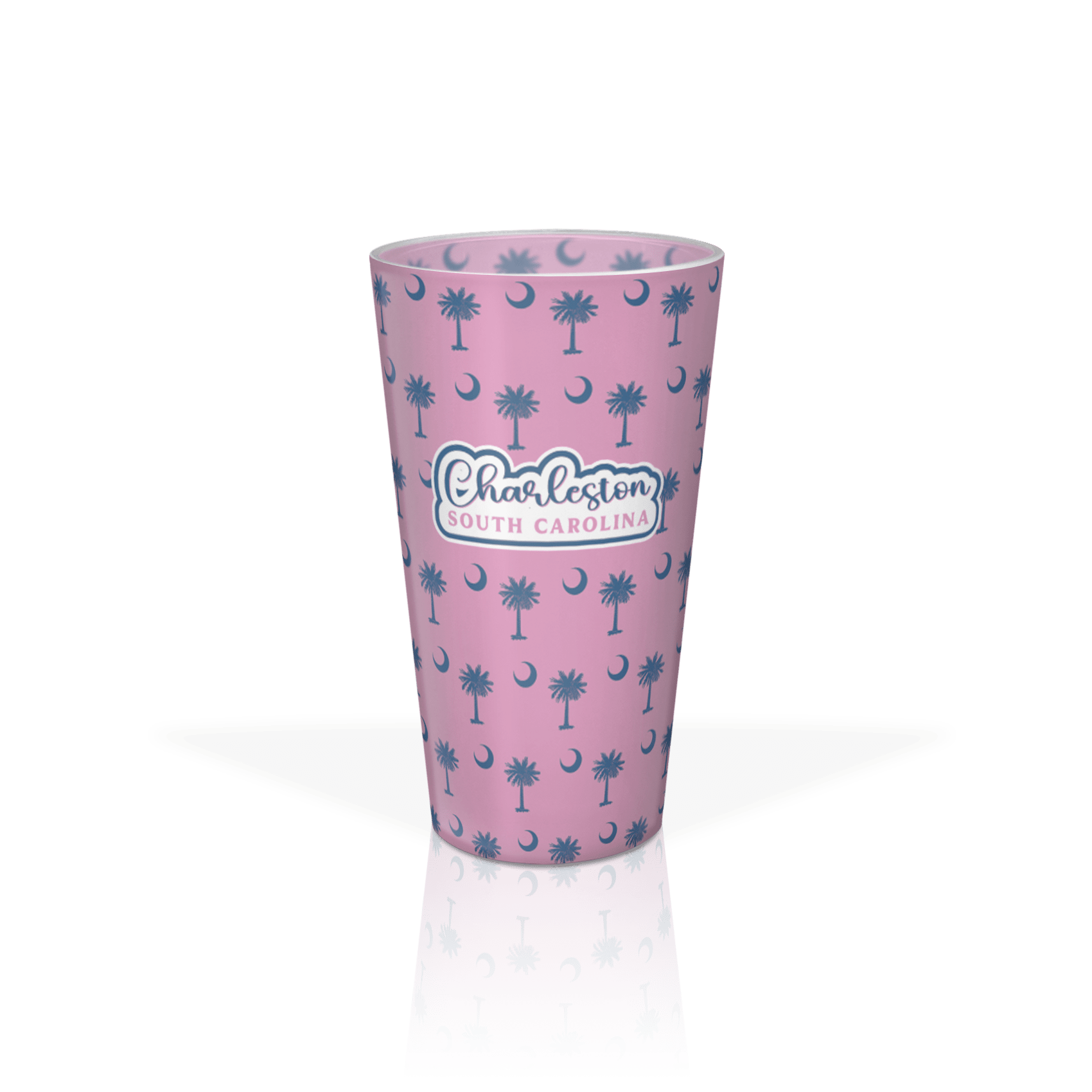 Palmetto Moon Navy on Pink