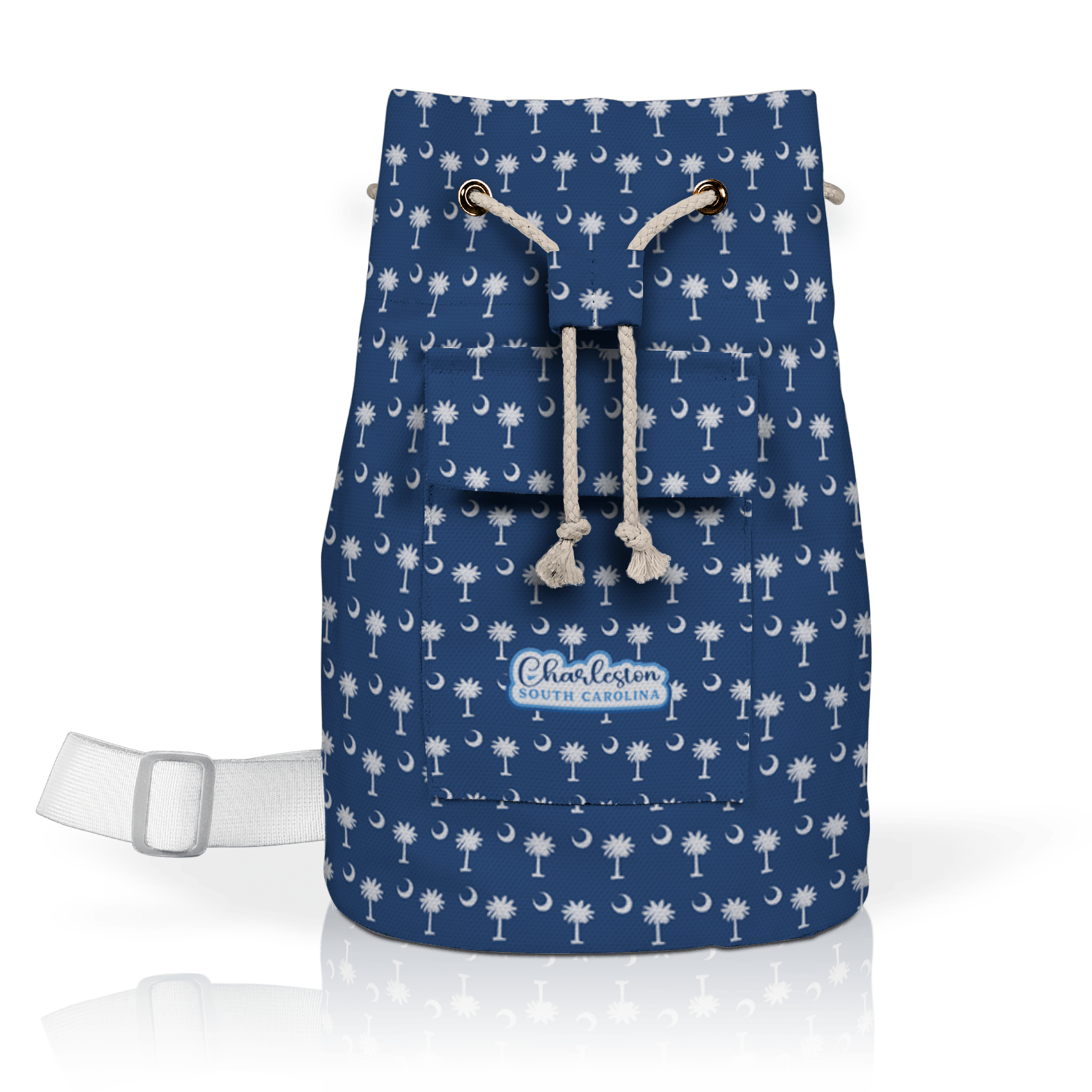 Palmetto Moon white on Navy