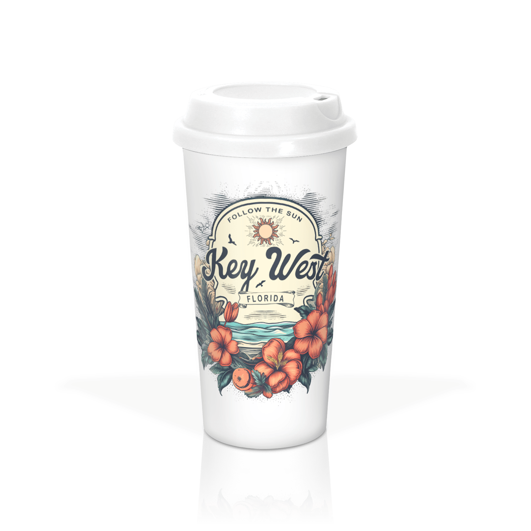 Tropic Coral Floral Label